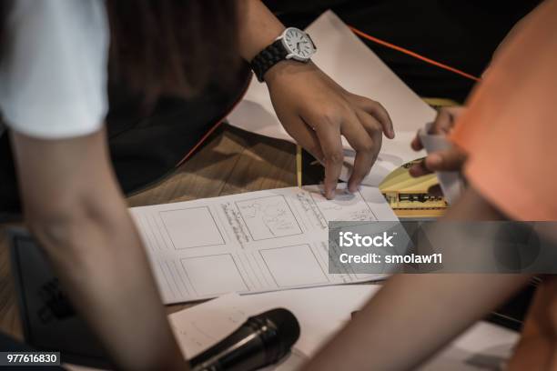 Asian Young Students Or Start Up Adolescents Co Working Team Learning Homework Writing Story Board For Production In Classroom Projected Based Learning In School Stock Photo - Download Image Now