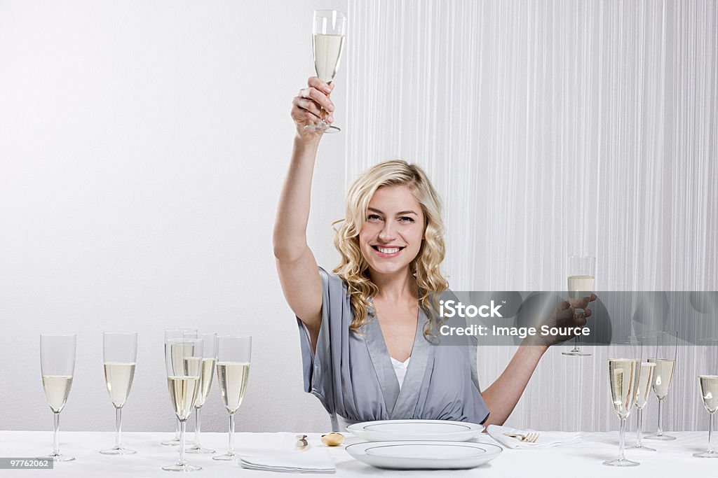 Woman with glasses of champagne  Champagne Stock Photo