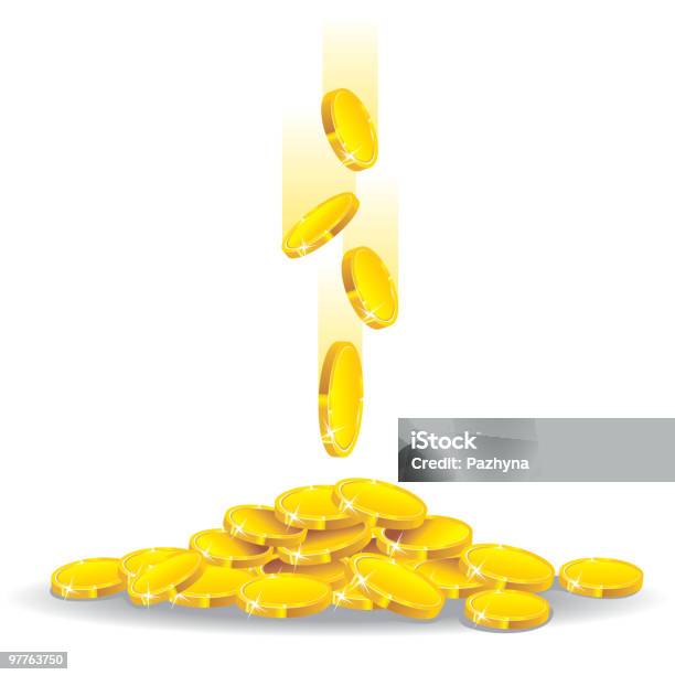 Golden Pioggia - Immagini vettoriali stock e altre immagini di Moneta - Moneta, Mucchio, Valuta dell'Unione Europea