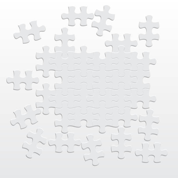 istock Many parts of the disassembled presentation puzzle. Vector illustration. 977638494