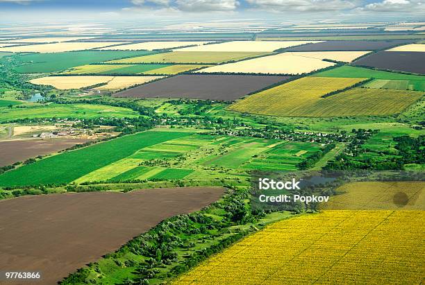Village Stock Photo - Download Image Now - Aerial View, Agricultural Field, Agriculture