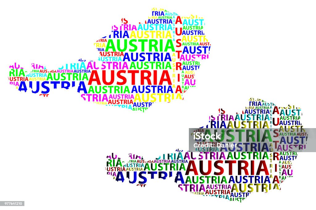Austria Text Map Of Austria Vector Illustration Stock Illustration - Download Image ...