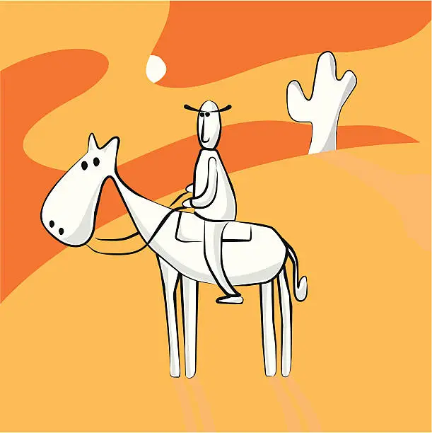 Vector illustration of Desert horse rider