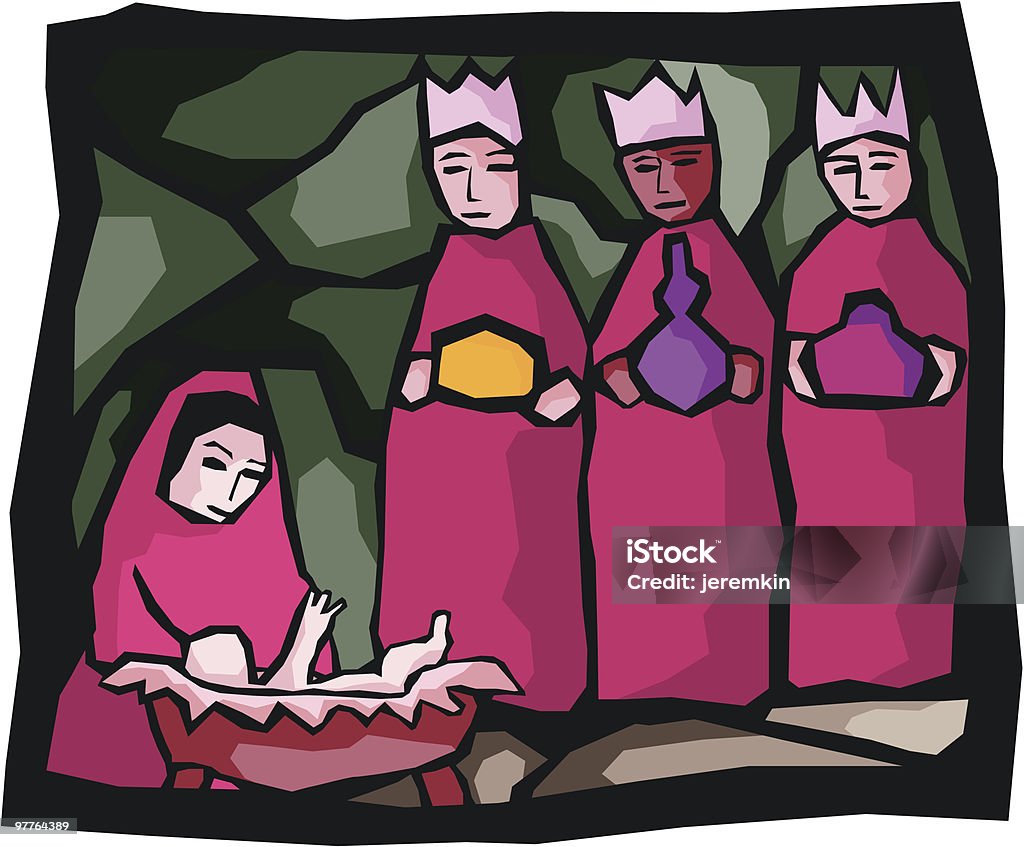 Tres reyes - arte vectorial de Navidad libre de derechos