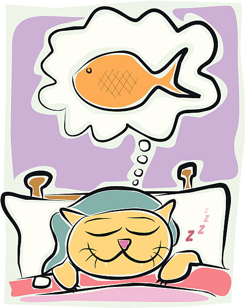 cat dreaming of a fish - leopard 2 幅插畫檔、美工圖案、卡通及圖標
