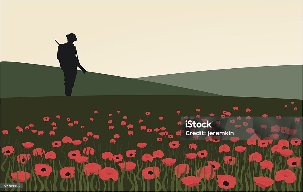 The Lone Soldier  Poppy - Plant stock vector