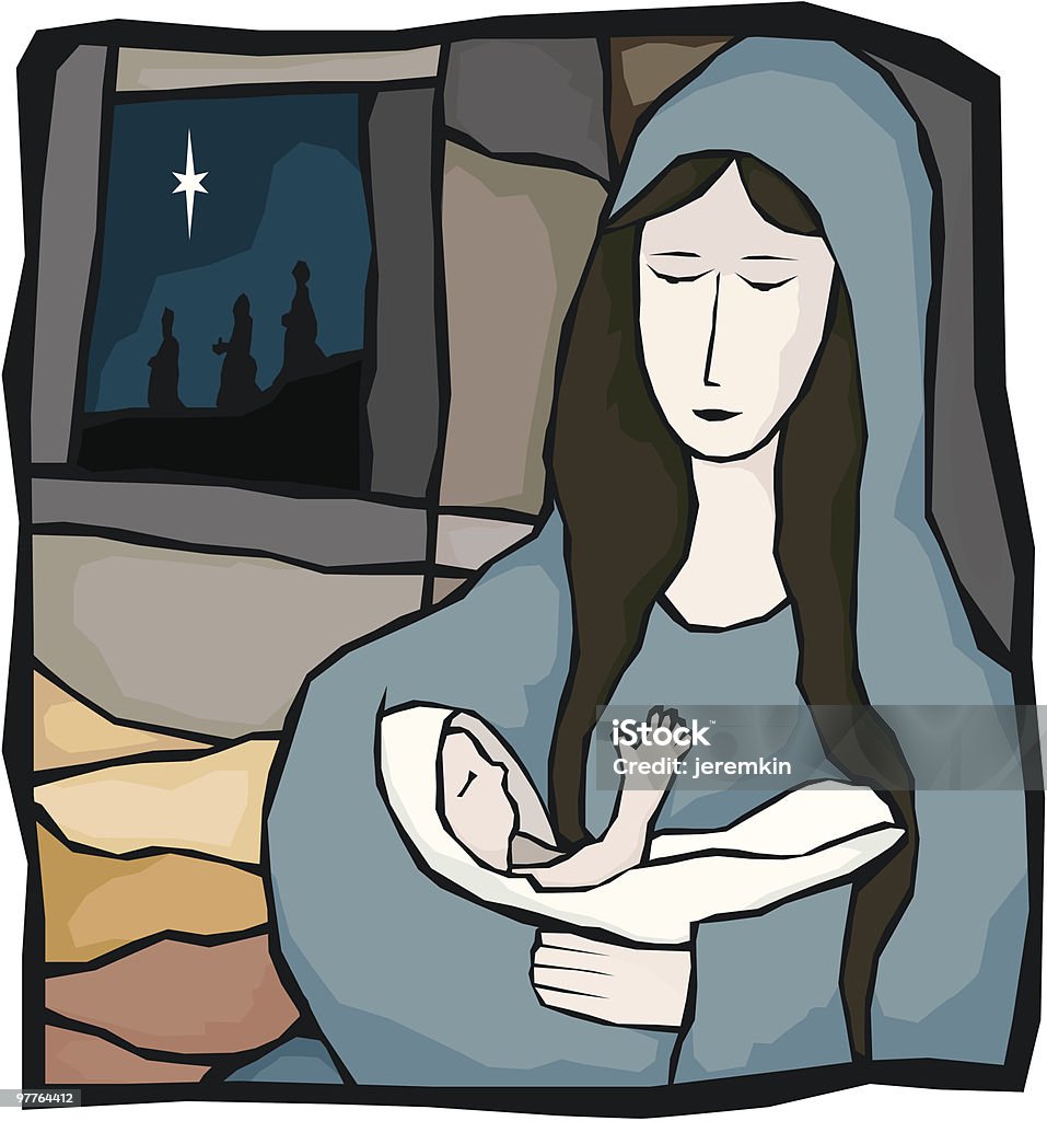 Mary et enfant - clipart vectoriel de La Vierge Marie libre de droits