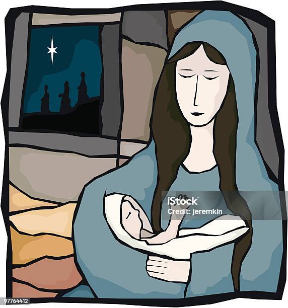 Mary E Criança - Arte vetorial de stock e mais imagens de Virgem Maria - Virgem Maria, Criança, Adulto