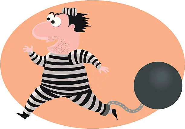 Vector illustration of Escaping Convict