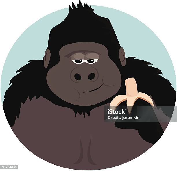 Gorila Comer A Banana - Arte vetorial de stock e mais imagens de Gorila - Gorila, Segurar, Banana - Fruto tropical