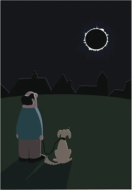 Vector illustration of Solar Eclipse watchers