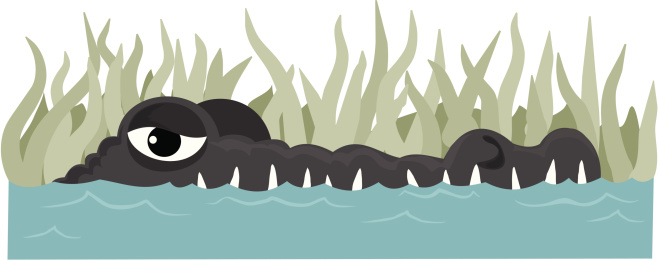 A cartoon image of a crocodile or alligator.