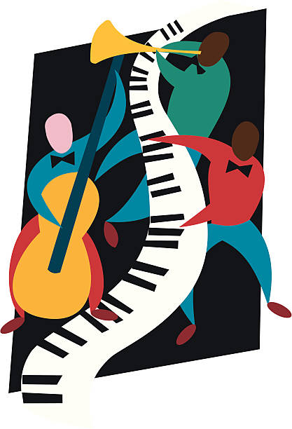 Jazz Trio Stylish graphic of a jazz trio. big band jazz stock illustrations