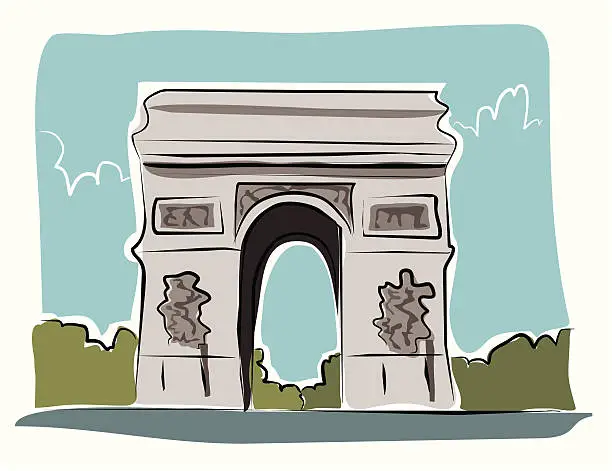 Vector illustration of Sketchy Arc de Triomphe