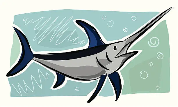 Vector illustration of Sketchy Swordfish