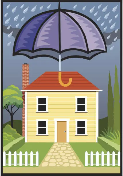 Vector illustration of little house covered