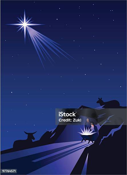 Nativity - Arte vetorial de stock e mais imagens de Estrela da Morávia - Estrela da Morávia, Natal, Noite