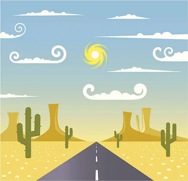 Vector illustration of Desert Highway