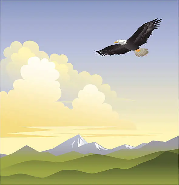 Vector illustration of On Eagles Wings