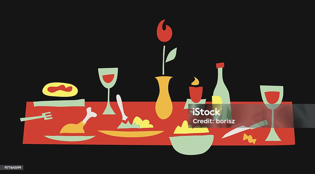 Cena en negro - arte vectorial de Mesa para dos libre de derechos