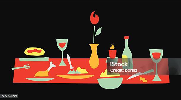 Ilustración de Cena En Negro y más Vectores Libres de Derechos de Mesa para dos - Mesa para dos, Clip Art, Bufé