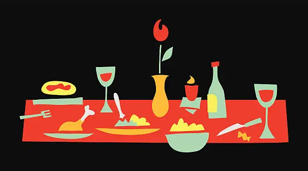 Vector illustration of Dinner in black