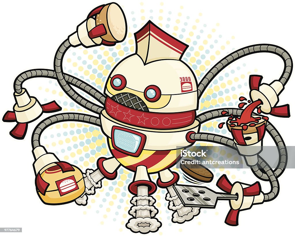 Robot en dessin animé Burger Palmes - clipart vectoriel de Robot libre de droits