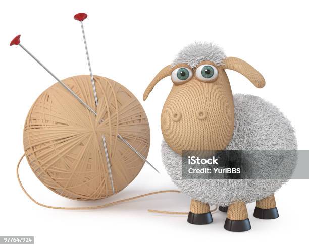 3d Illustration Ridiculous Sheep Stock Photo - Download Image Now - Animal, Bizarre, Cartoon