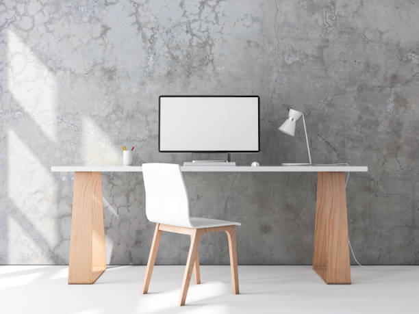 All in One Desktop Computer Monitor Mockup on white table