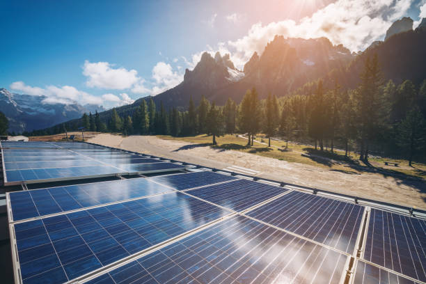 istock Solar cell panel in country mountain landscape. 977670978