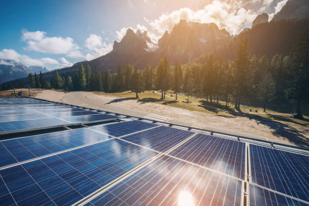 istock Solar cell panel in country mountain landscape. 977670990