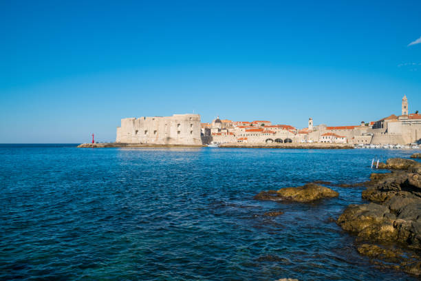 Dubrovnik Old Town on coast of Adriatic Sea, Dalmatia, Croatia - Prominent travel destination of Croatia. Dubrovnik old town was listed as UNESCO World Heritage Sites in 1979.
