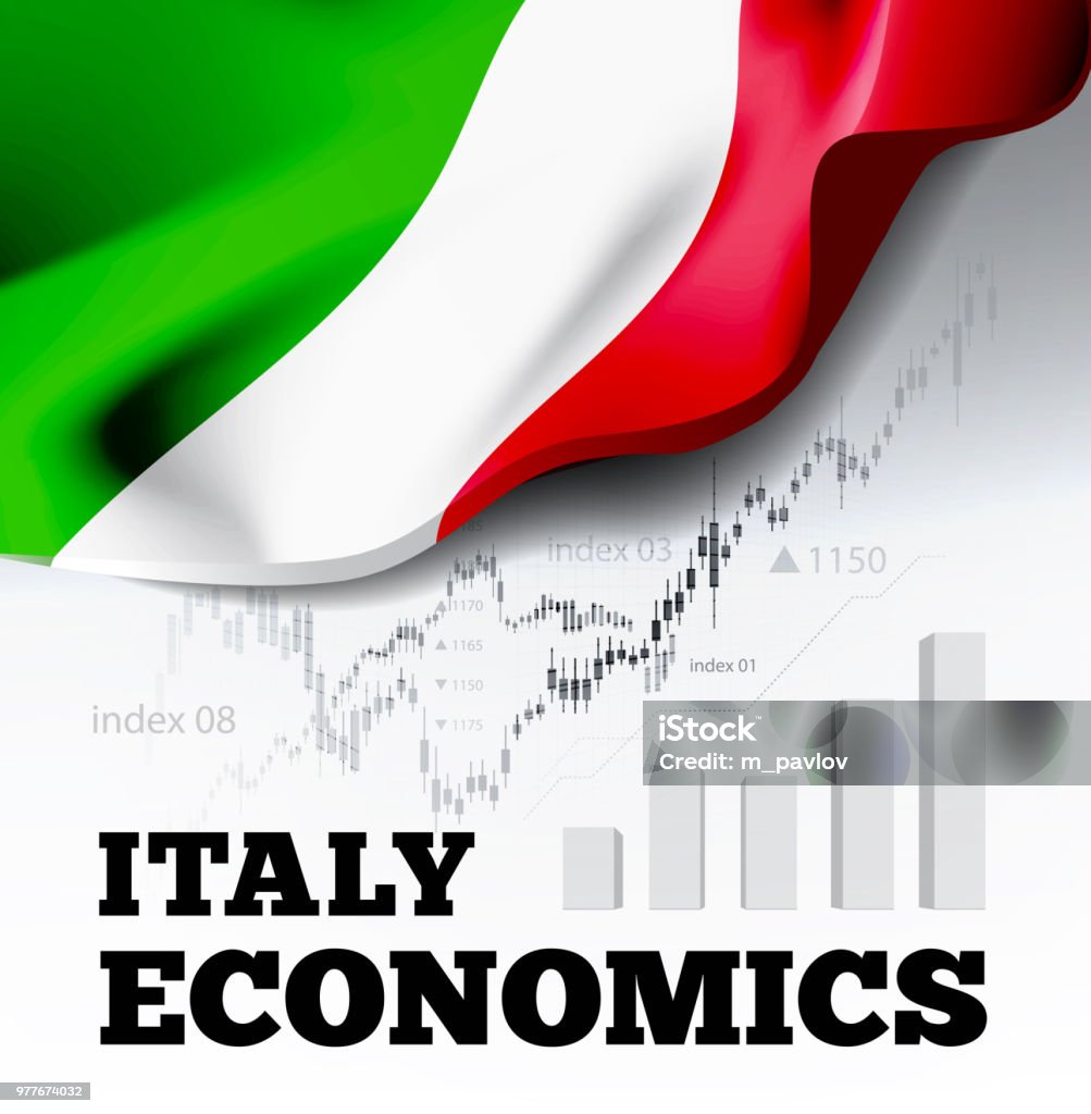 Italy Economics Vector Illustration With Italian Flag And Business Italy Economics Vector Illustration With Italian Flag And Business