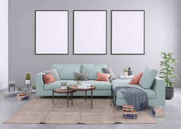 istock Blank poster frame on the living room wall 977683706