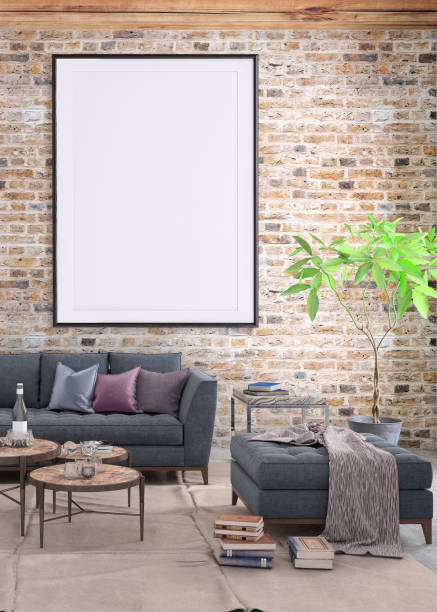 istock Blank poster frame on the living room wall 977683738