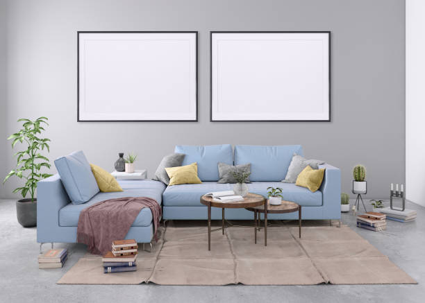 istock Blank poster frame on the living room wall 977683782