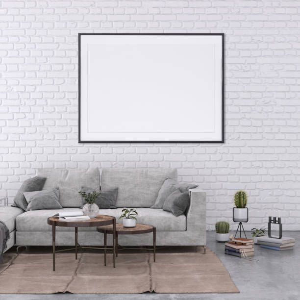 istock Blank poster frame on the living room wall 977683796