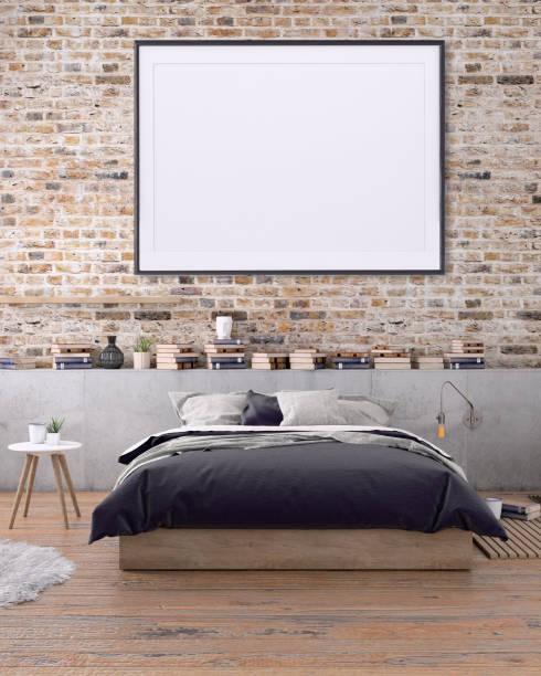 istock Blank poster frame on the bedroom wall 977683798