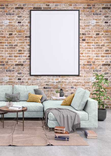istock Blank poster frame on the living room wall 977683854