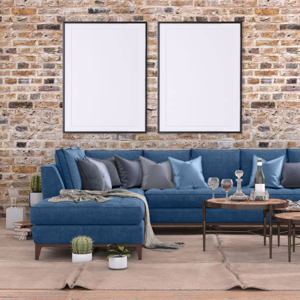 istock Blank poster frame on the living room wall 977683860