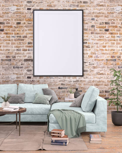 istock Blank poster frame on the living room wall 977683946