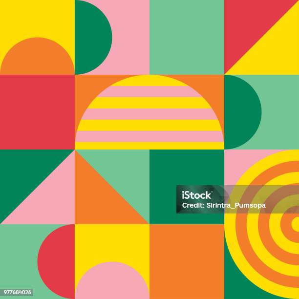 Abstract Colorful Of Geometric Shapes Pattern Texture Trendy Design For Poster And Cover Template Background Vector Illustration Stock Illustration - Download Image Now