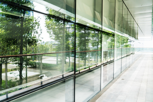 Glass doors in modern office buildings in chongqing,china