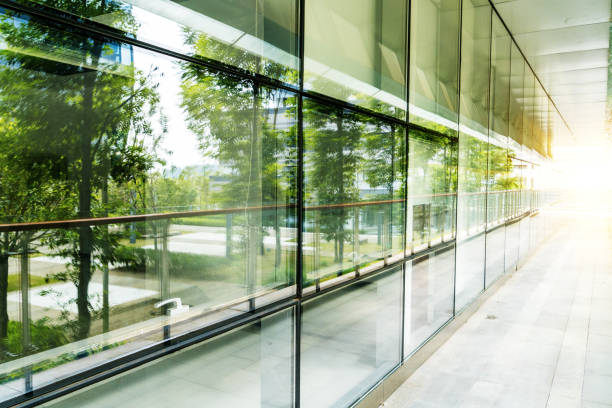 istock Glass doors in modern office buildings in chongqing,china 977687688
