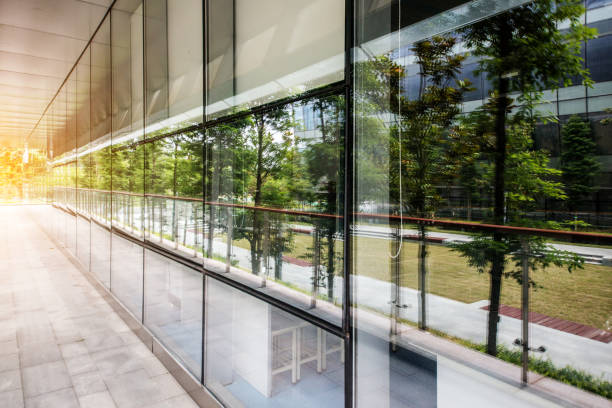 istock Glass doors in modern office buildings in chongqing,china 977688478