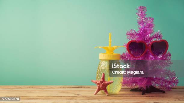 Christmas In July Concept Stock Photo - Download Image Now - Christmas, July, Pineapple