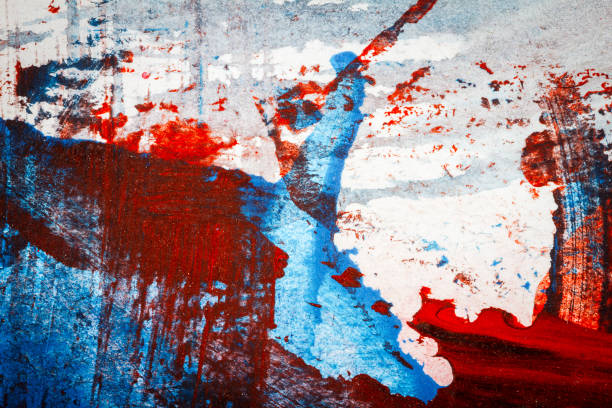 istock Abstract red and blue hand painted acrylic background 977708772