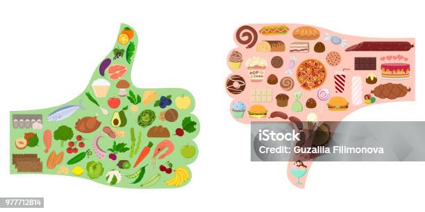 Good And Bad Food Stock Illustration - Download Image Now - Healthy Eating, Food, Healthy Lifestyle