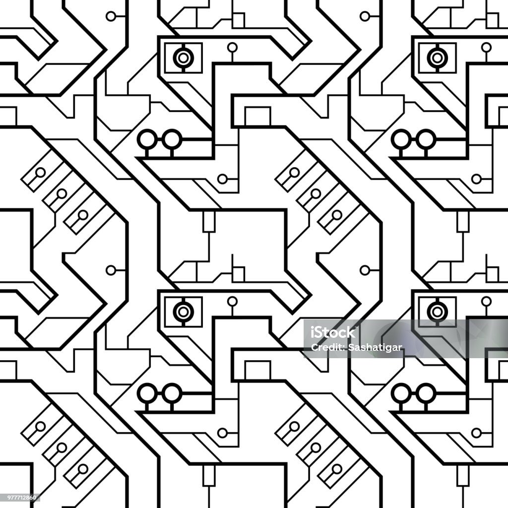 Cyberphoto Simple Abstract Simple Hitech Cyber Background Seamless Pattern Stock ...