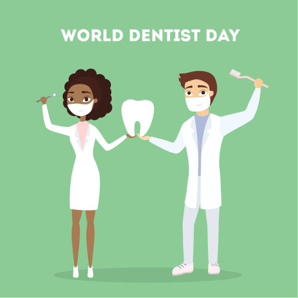 ilustrações de stock, clip art, desenhos animados e ícones de world dentist day. - computer graphic image women national landmark